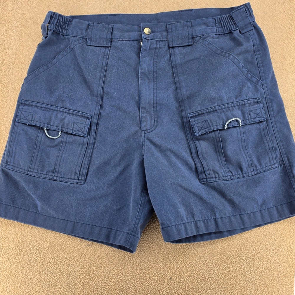 Hook & Tackle Outfitters Mens Navy Blue Cargo Fishing Shorts Size 36 M019880